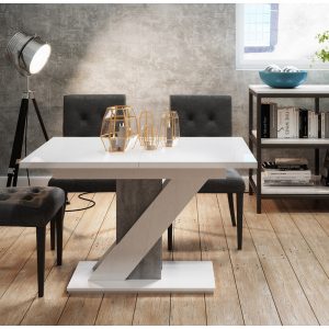 ATR-Merva magasfényű fehér/beton & magasfényű fehér/fekete étkezőasztal